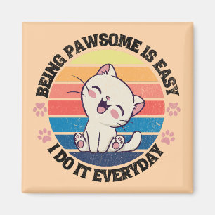 Leuke witte Kawaii kat Magneet