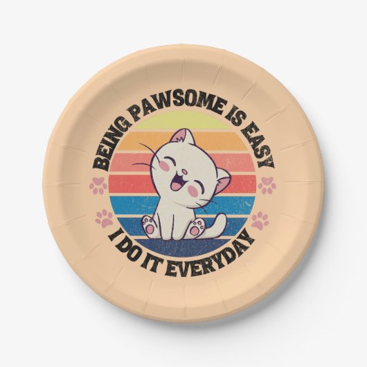 Leuke witte Kawaii kat Papieren Bordje (Voorkant)