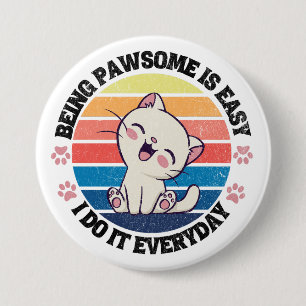 Leuke witte Kawaii kat Ronde Button 7,6 Cm