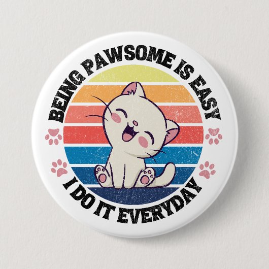 Leuke witte Kawaii kat Ronde Button 7,6 Cm (Voorkant)