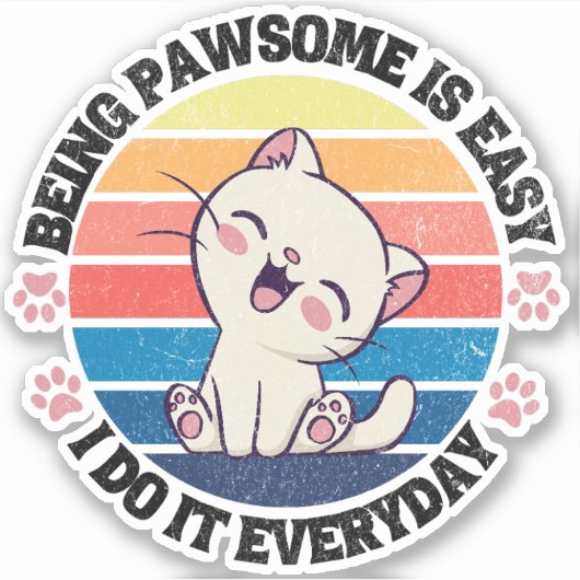 Leuke witte Kawaii kat Sticker (Voorkant)