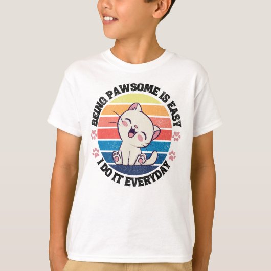 Leuke witte Kawaii kat T-shirt (Voorkant)