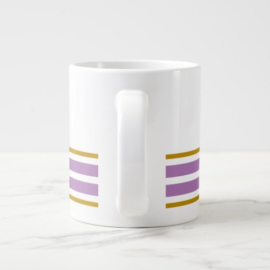 Leuke witte lavendel bottom edge racing strepen grote koffiekop (Achterkant)