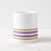 Leuke witte lavendel bottom edge racing strepen grote koffiekop (Voorkant)