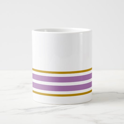 Leuke witte lavendel bottom edge racing strepen grote koffiekop (Voorkant)