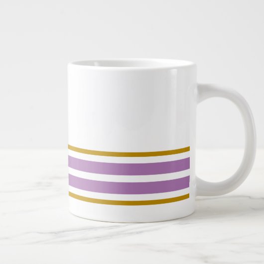 Leuke witte lavendel bottom edge racing strepen grote koffiekop (Rechts)