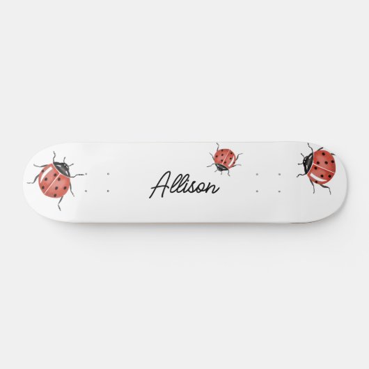 Leuke witte lieveheersbeestje persoonlijk skateboard (Horizontaal)