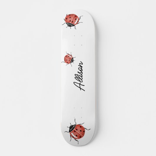 Leuke witte lieveheersbeestje persoonlijk skateboard (Voorkant)
