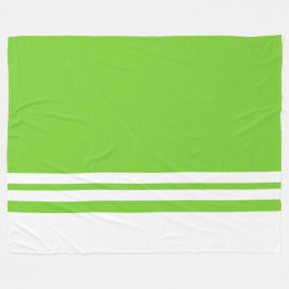 Leuke witte onderste rand racestrepen op limoengro fleece deken