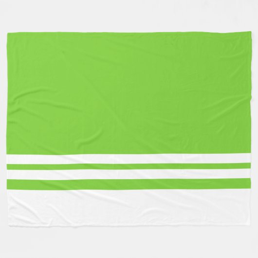 Leuke witte onderste rand racestrepen op limoengro fleece deken (Voorkant (Horizontaal))