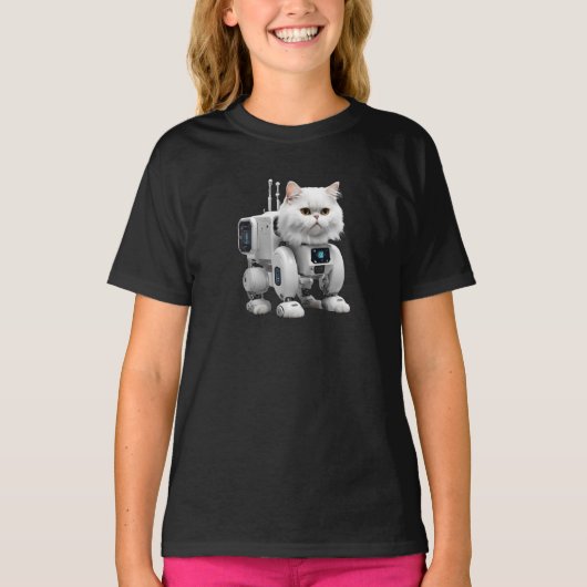 Leuke witte Perzische robot kids T-shirt (Voorkant)