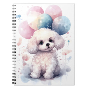 Leuke witte poedel Waterverf Dier Schattig Dog Notitieboek
