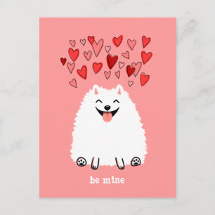 Leuke Witte Pomeranian Valentijn is Mijn Feestdagenkaart
