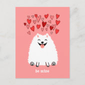 Leuke Witte Pomeranian Valentijn is Mijn Feestdagenkaart (Voorkant)