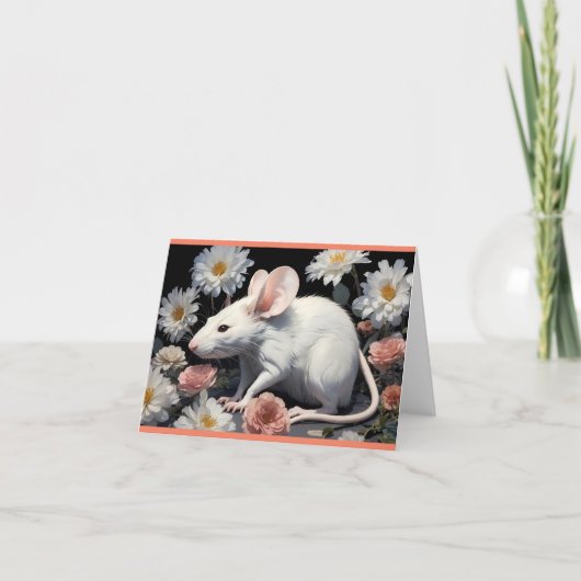 Leuke witte rat bedankkaart (Voorkant)