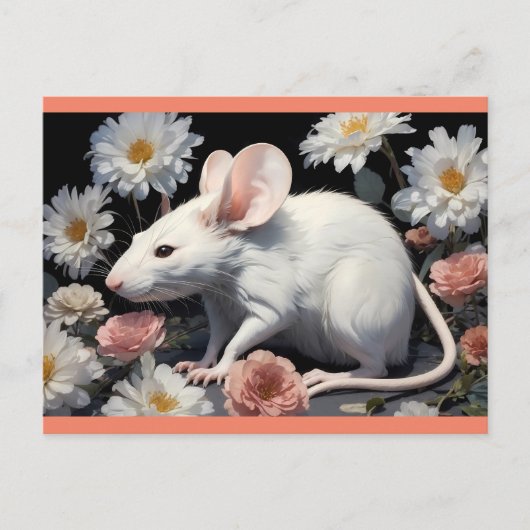 Leuke witte rat briefkaart (Voorkant)
