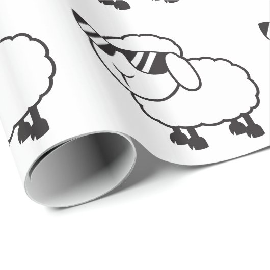 Leuke witte schapen Cartoon Cadeaupapier (Rol Hoek)