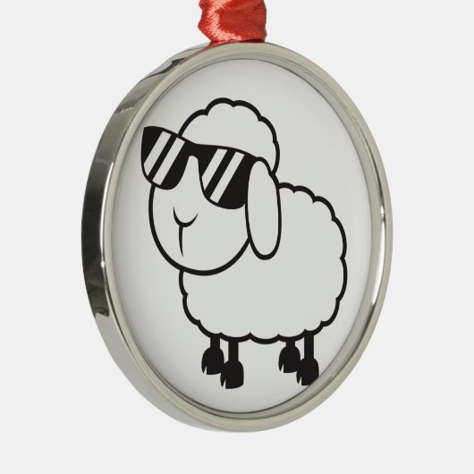 Leuke witte schapen Cartoon Metalen Ornament (Rechts)