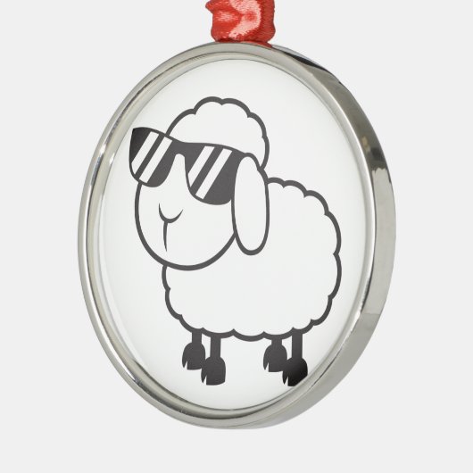 Leuke witte schapen Cartoon Metalen Ornament (Links)