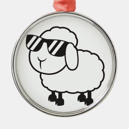 Leuke witte schapen Cartoon Metalen Ornament (Voorkant)
