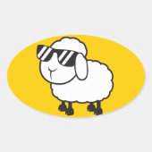 Leuke witte schapen Cartoon Ovale Sticker (Voorkant)