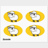Leuke witte schapen Cartoon Ovale Sticker (Vel)