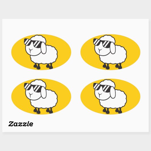Leuke witte schapen Cartoon Ovale Sticker (Vel)