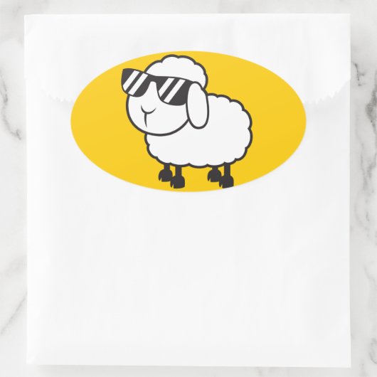Leuke witte schapen Cartoon Ovale Sticker (Tas)