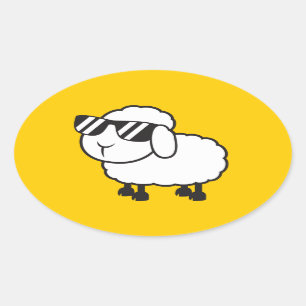 Leuke witte schapen Cartoon Ovale Sticker