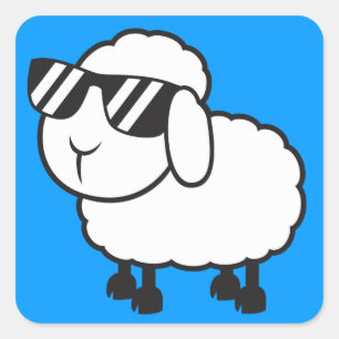Leuke witte schapen Cartoon Vierkante Sticker