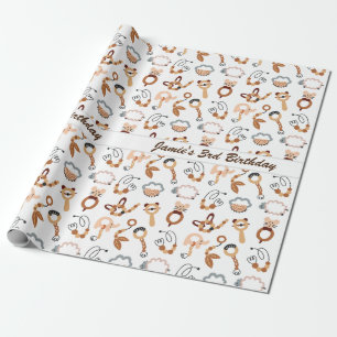 Leuke witte Speelgoed Boho patroonillustratie Cadeaupapier