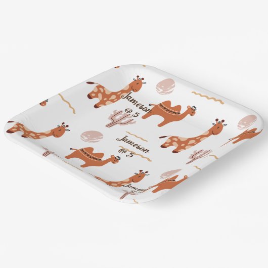 Leuke witte Speelgoed Dierlijke Cactus Camel Llama Papieren Bordje (Gebogen)