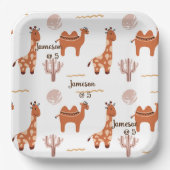 Leuke witte Speelgoed Dierlijke Cactus Camel Llama Papieren Bordje (Voorkant)
