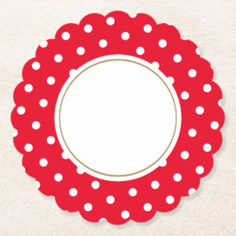 Leuke witte stippen op cirkelvormige felrode velg kartonnen onderzetters