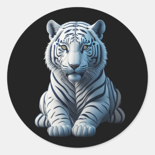 Leuke witte tijger ronde sticker