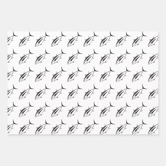 Leuke witte tonijn in zwart en wit in groot inpakpapier vel (Voorkant)