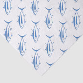 Leuke witte tonijn Vis in Egeïsche Blauw en Wit Tissuepapier (Detail)