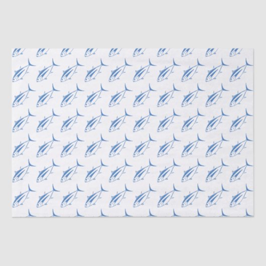 Leuke witte tonijn Vis in Egeïsche Blauw en Wit Tissuepapier (Voorkant)