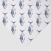 Leuke witte tonijn Vis in marien blauw en wit Tissuepapier (Detail)