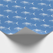 Leuke witte tonijn Vis in Wit op Egeïsche Blauw Cadeaupapier (Hoek)