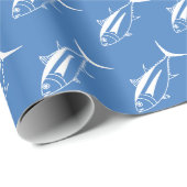Leuke witte tonijn Vis in Wit op Egeïsche Blauw Cadeaupapier (Rol Hoek)