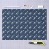 Leuke witte tonijn Vis in Wit op Marine Blue Tissuepapier (Craft)