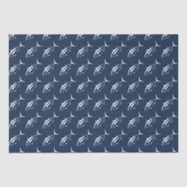 Leuke witte tonijn Vis in Wit op Marine Blue Tissuepapier