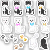 Leuke witte & Tuxedo kat Afbeeldingen Sticker (Voorkant)