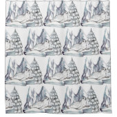 Leuke witte Waterverf zeehond pijnbomen Sneeuwvlok Douchegordijn (Voorkant)