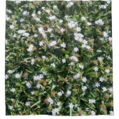 Leuke witte wilde bloemen op gras fotoprint ontwer douchegordijn (Voorkant)