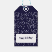 Leuke witte wilde bloemen patroon monogram cadeaulabel (Voorkant)