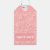 Leuke witte wilde bloemen patroon monogram cadeaulabel (Voorkant)