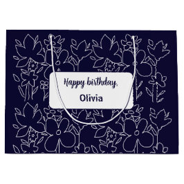 Leuke witte wilde bloemen patroon monogram groot cadeauzakje