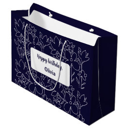 Leuke witte wilde bloemen patroon monogram groot cadeauzakje